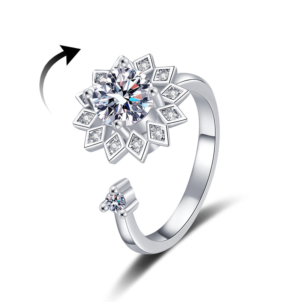Damen verstellbarer Ring mit funkelndem Blütenmotiv Shop Nory