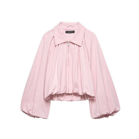 Damen Kurzjacke mit übergroßen Ballonärmeln und Reißverschluss Shop Nory