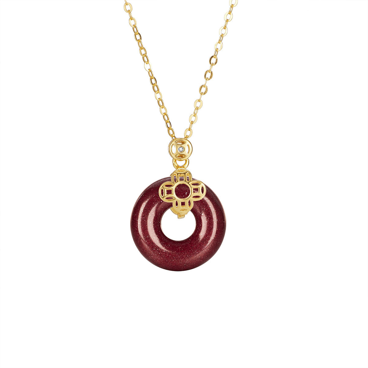 Damen Halskette mit kunstvollem Goldanhänger und elegantem Donut-Design Shop Nory