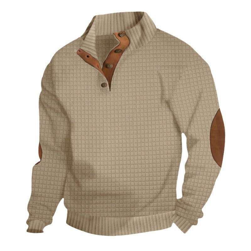 Herren Grobstrick-Troyer mit Zopfmuster, Stehkragen und Leder-Ellbogenpatches Shop Nory
