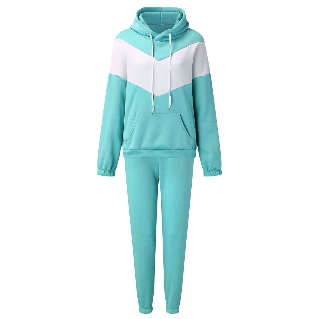 Damen zweiteiliges Loungewear-Set mit Chevron-Kapuzenpullover und taillierter Tapered-Jogginghose Shop Nory