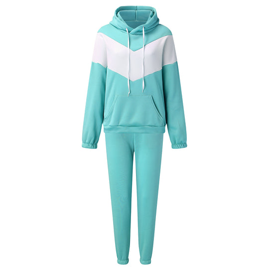 Damen zweiteiliges Loungewear-Set mit Chevron-Kapuzenpullover und taillierter Tapered-Jogginghose Shop Nory
