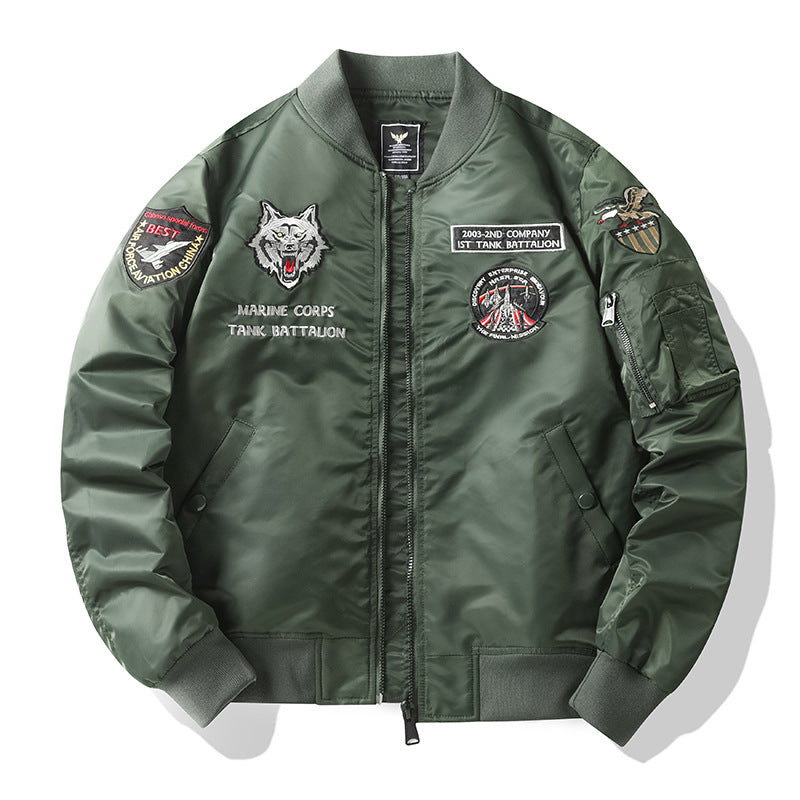 Herren Pilotenblouson im Fliegerstil mit gesticktem Panzer-Motiv und Ärmeltasche Shop Nory