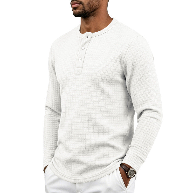 Herren Strukturiertes Waffel-Thermalshirt mit Henley-Knopfleiste und gerundetem Saum Shop Nory