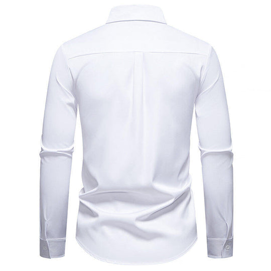 Herren Elegant besticktes Langarmhemd