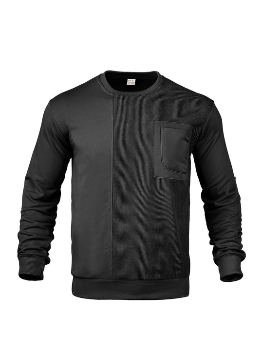 Herren Langärmeliges Struktur-Sweatshirt mit Brusttasche und Rippdetail Shop Nory