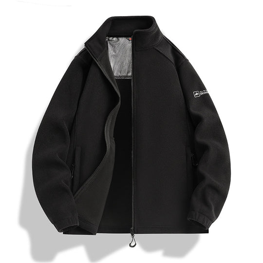 Herren Fleecejacke mit Stehkragen, Windabweisender Microfleece und Reißverschlusstaschen Shop Nory
