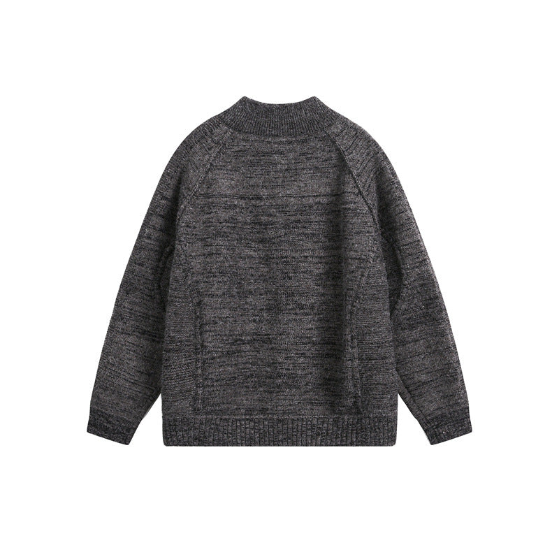 Unisex Grobstrick-Zipjacke mit hohem Stehkragen und Zwei-Wege-Reißverschluss Shop Nory