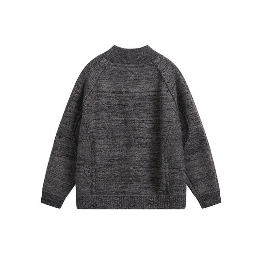 Unisex Grobstrick-Zipjacke mit hohem Stehkragen und Zwei-Wege-Reißverschluss Shop Nory