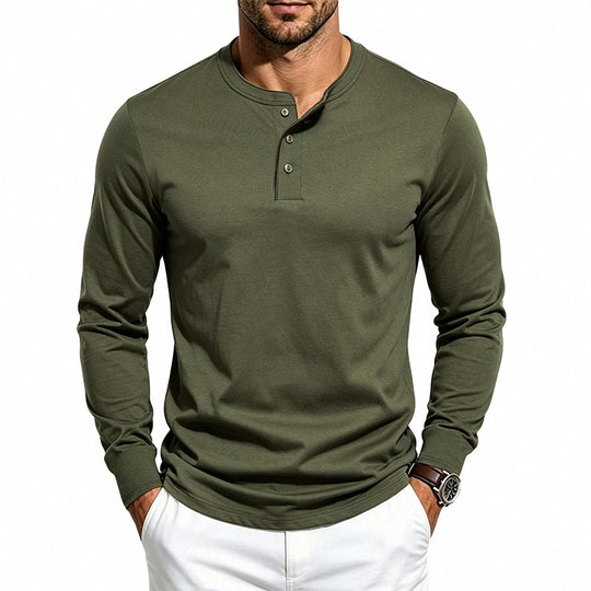 Herren Langarm-Henleyshirt aus feiner Waffelstruktur mit 3-Knopf-Leiste Shop Nory