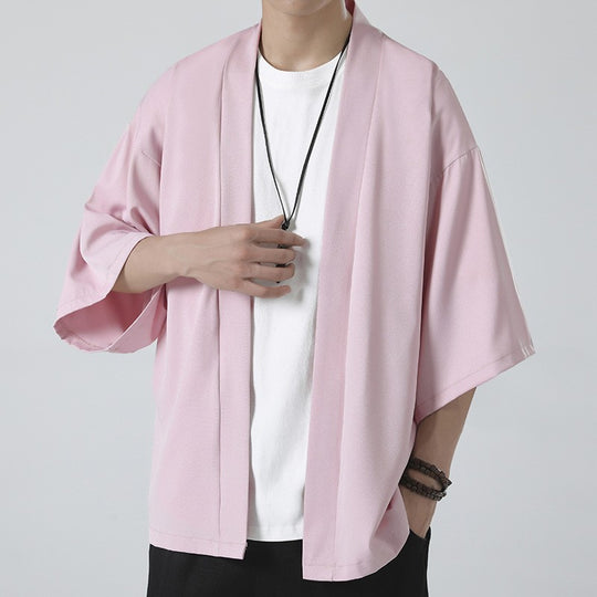 Herren kimonoartige Kurzjacke im Oversize-Stil mit offenem Schnitt und weichem Fall Shop Nory