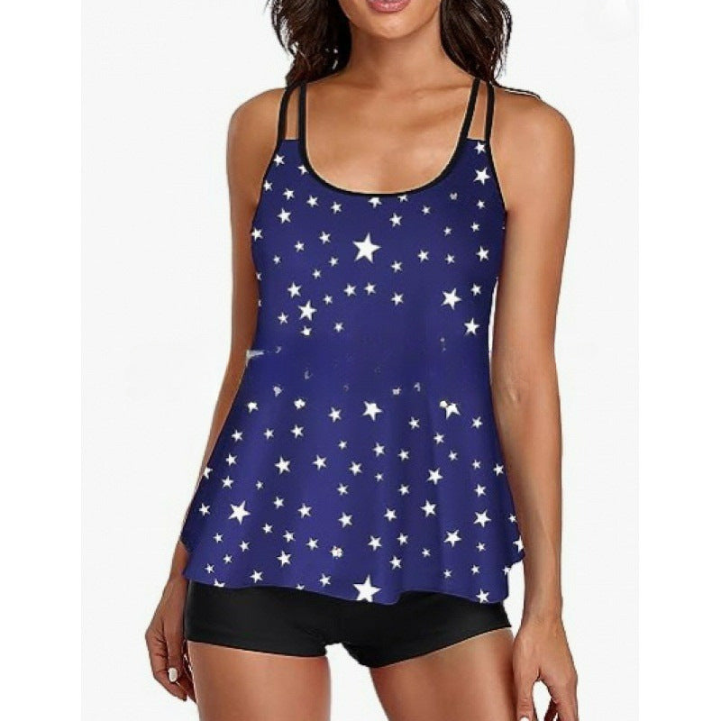 Damen Sportliches Tankini-Set mit bequemem Shorts und verstellbaren Trägern Shopnory