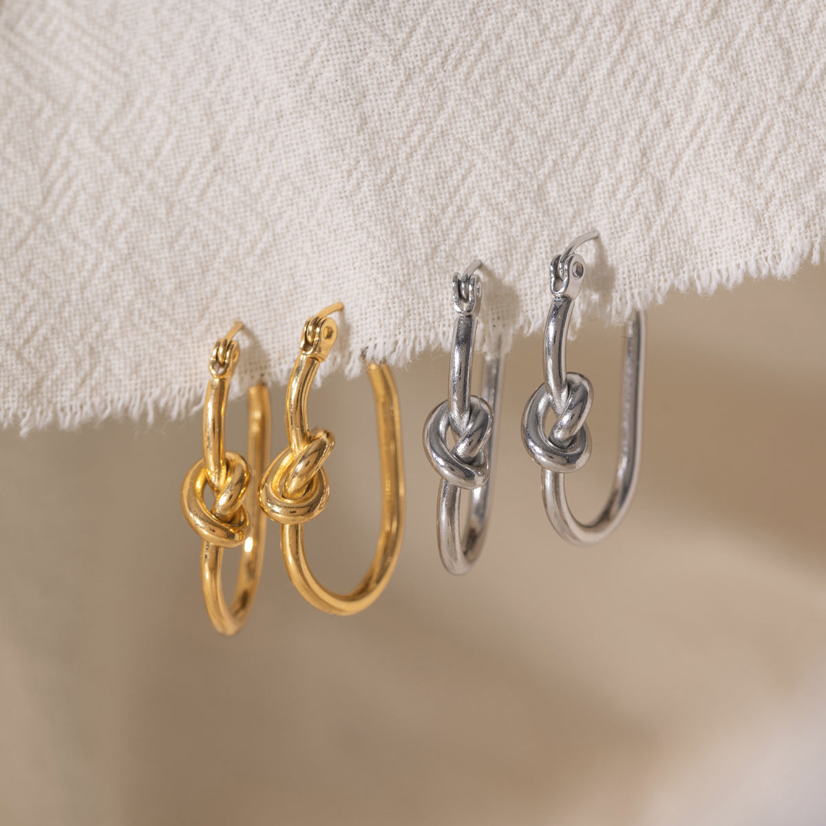 Damen Edelstahl Ohrringe mit einzigartigem Knoten-Design Shop Nory