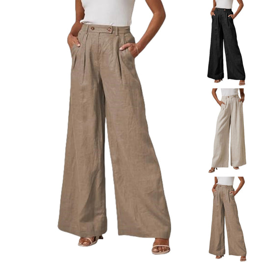Damen Leinenhose Damen elegant mit hohem Bund