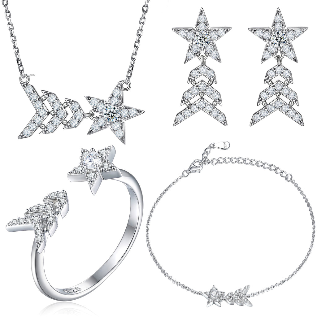 Damen Ring mit funkelndem Sternen-Design und hochwertigem Zirkonia-Besatz Shop Nory