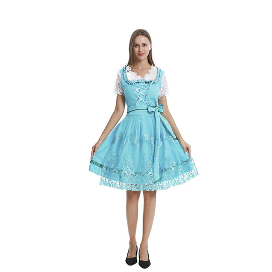 Damen nan romantisches Alpenkleid mit geschnürtem Mieder, Spitzeneinsatz und Taillenschärpe Shop Nory