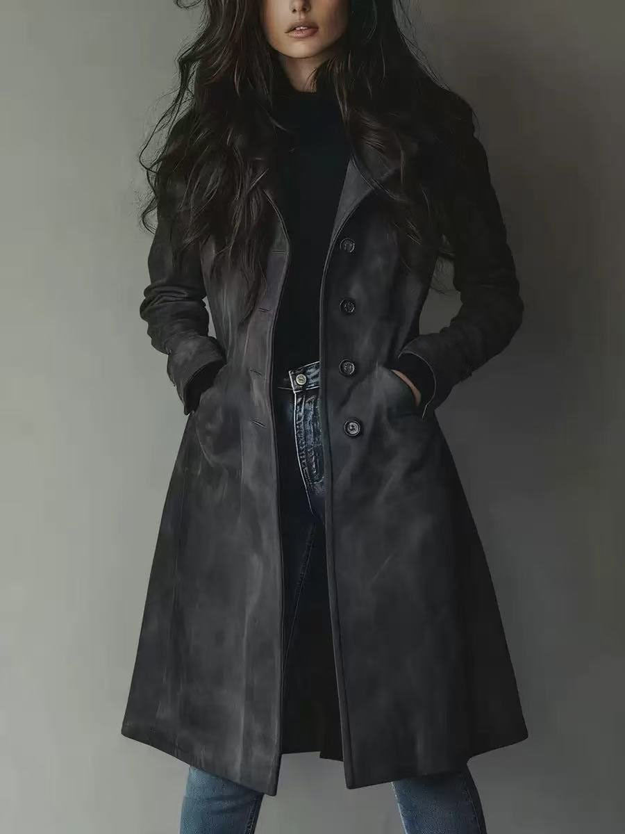 Damen taillierter Wollmantel mit Knopfleiste Shop Nory