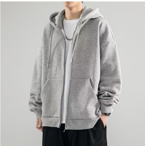 Herren Oversize-Kapuzenjacke mit durchgehendem Reißverschluss, doppellagiger Kapuze und Kängurutaschen Shop Nory