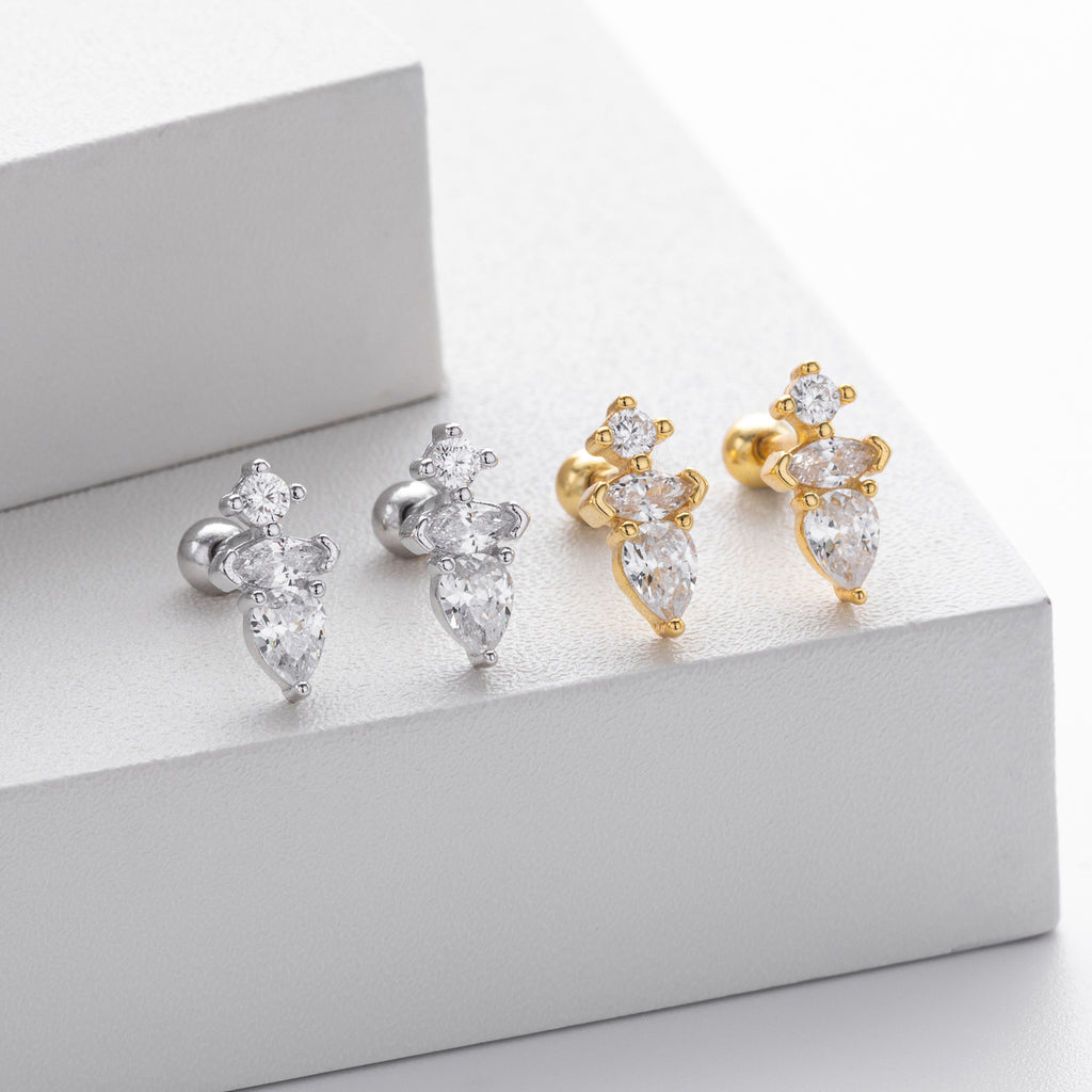 Damen Ohrstecker mit luxuriösem Zirkonbesatz aus 925 Sterling Silber Shop Nory