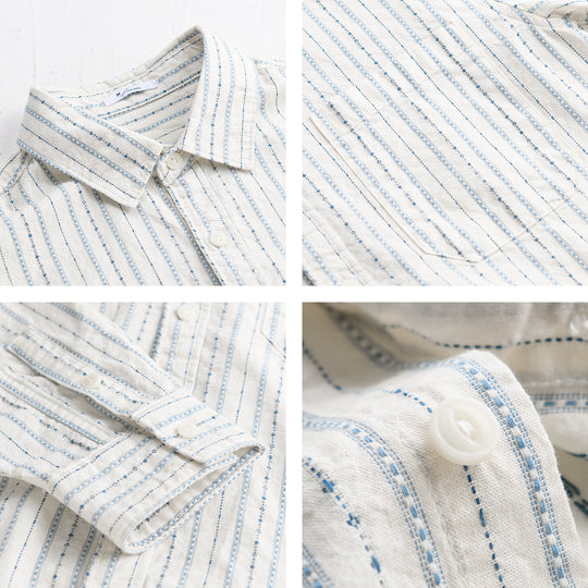 Herren Gestreiftes Overshirt aus Baumwollmix mit Brusttasche und Relaxed-Fit Shop Nory