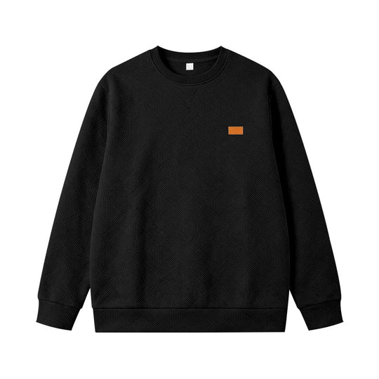 Unisex Texturierter Baumwoll-Crewneck-Sweatshirt mit Rautenstruktur und Lederpatch Shop Nory