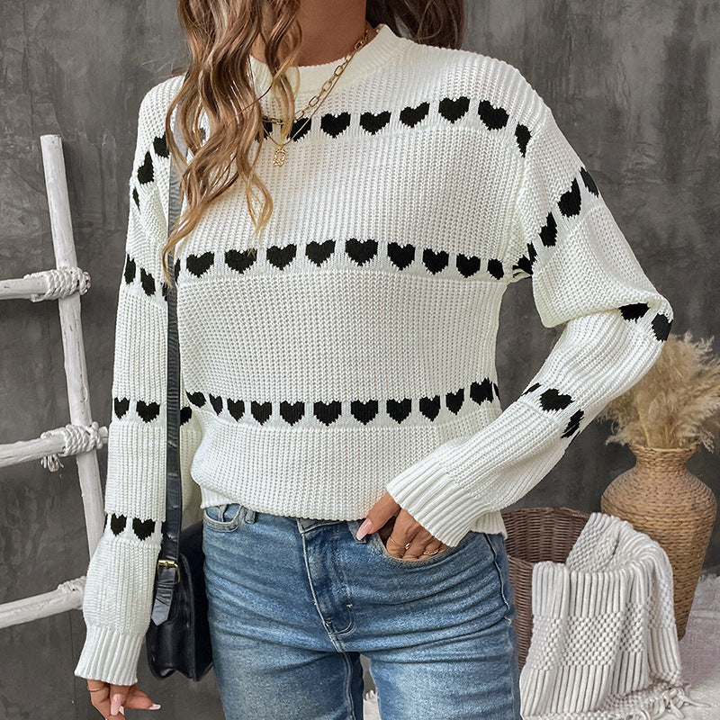 Damen Pullover mit Herzmuster Shop Nory