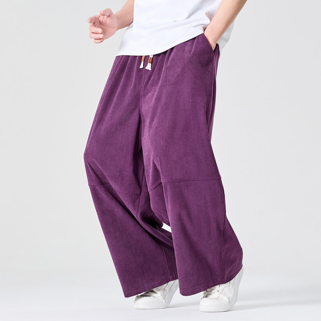 Herren Weite Cordhose im Palazzo-Schnitt mit Elastikbund und Tunnelzug Shop Nory