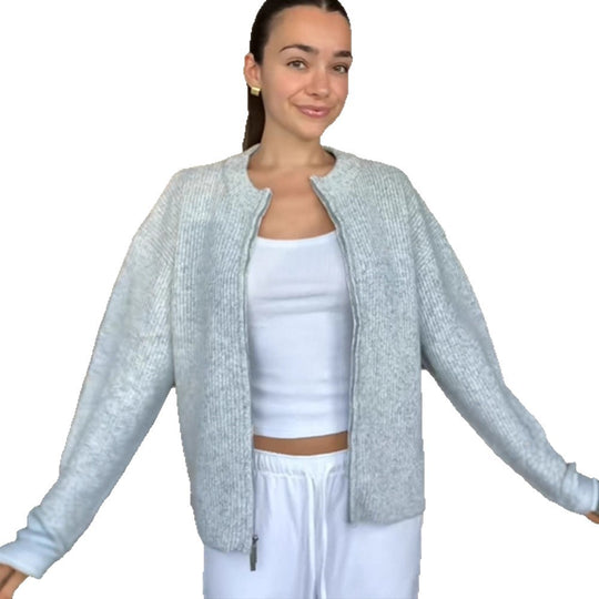 Damen Grobstrick‑Zipper‑Cardigan mit Oversize‑Schnitt Shop Nory