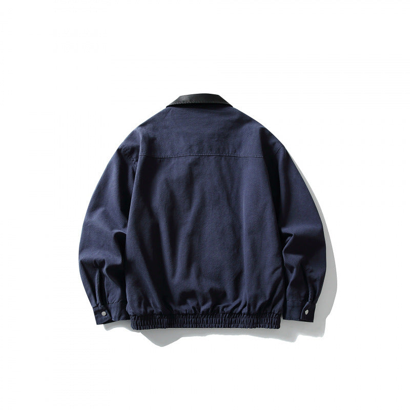 Herren Boxy-Workerjacke mit Kunstleder-Kragen, durchgehendem Reißverschluss und elastischem Saum Shop Nory