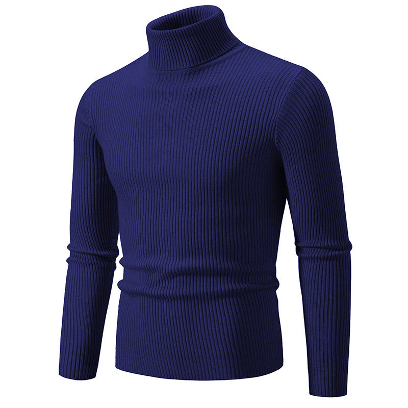 Herren nan taillierter Rollkragenpullover aus feinem Feinstrick mit geripptem Kragen