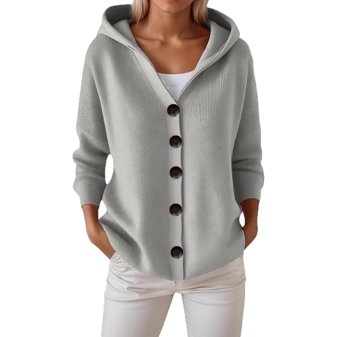 Damen Kapuzen-Strickjacke mit großen Holzknöpfen und seitlichen Eingrifftaschen Shop Nory