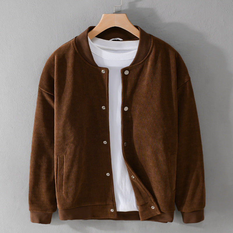 Herren Cord-Collegejacke mit Druckknopfleiste und Rippbündchen Shop Nory