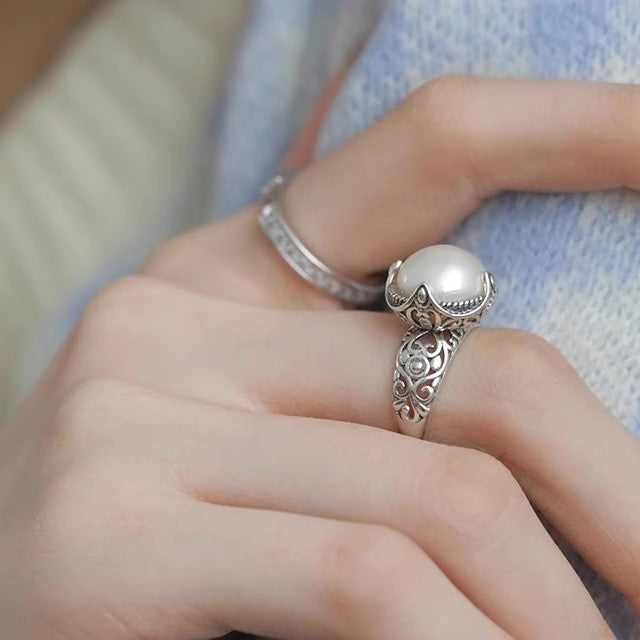 Damen perlverzierter Ring mit kunstvoller Fassung Shop Nory