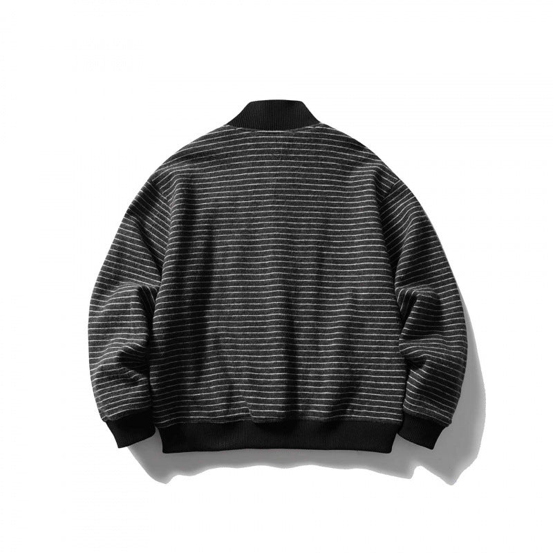 Unisex Kastenförmige Strickjacke im Blousonstil mit Stehkragen und Knopfleiste Shop Nory