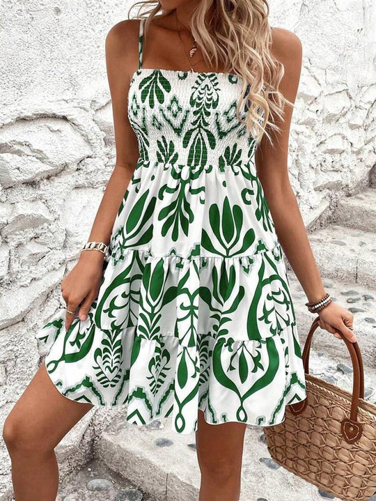 Damen luftiges Minikleid mit weitem Rüschensaum