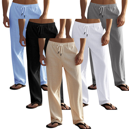 Herren Freizeit-Chino im Leinenlook mit elastischem Bund und schmaler Knöchelpassform Shop Nory