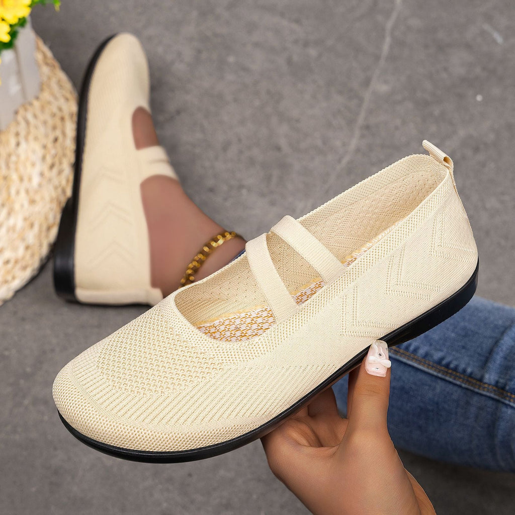 Damen bequeme Ballerinas mit elastischen Riemen und atmungsaktiver Mesh-Oberfläche