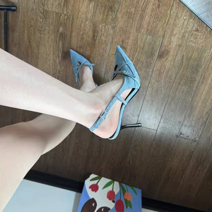 Damen Slingback-Pumps mit gekreuztem Riemen, Zierknoten und feinem Stiletto-Absatz Shop Nory