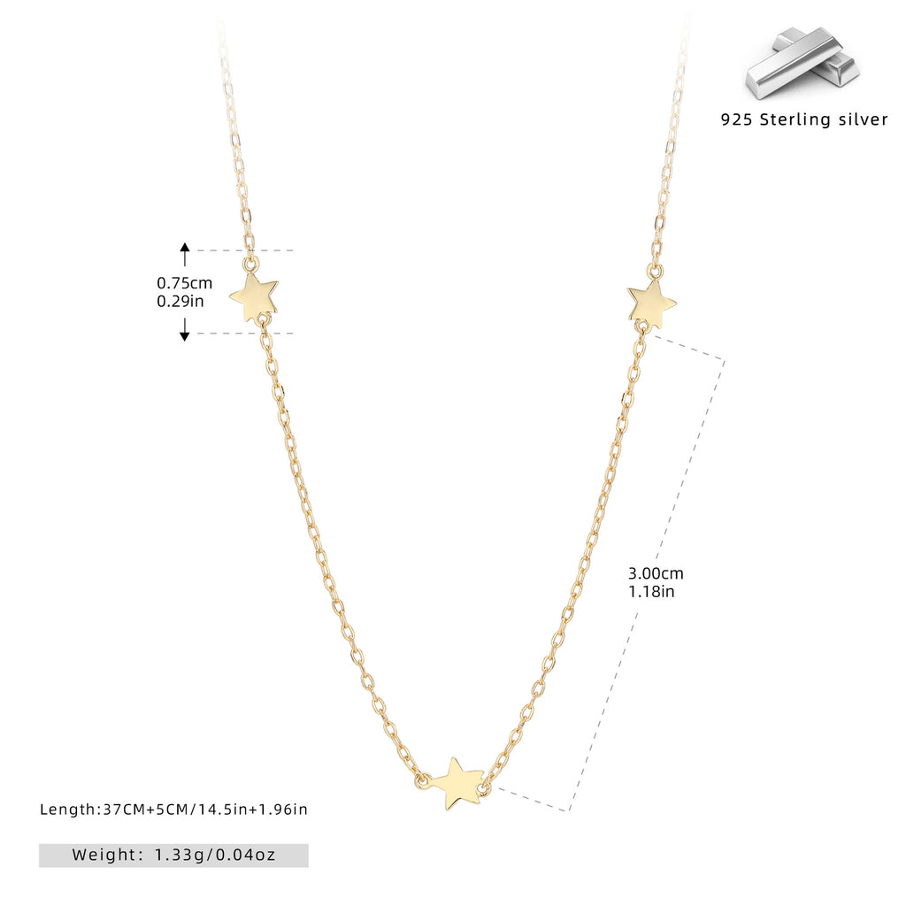 Damen Halskette mit funkelnden Sternenanhängern aus 925 Sterling Silber Shop Nory