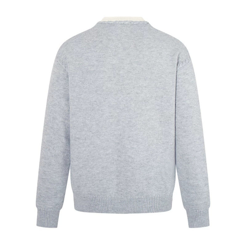 Herren Feiner V-Ausschnitt-Pullover mit Lagenoptik und Stehkragen-Innenteil Shop Nory