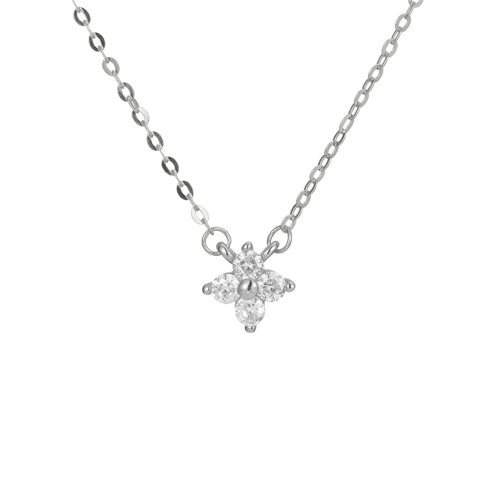 Damen zarte Halskette mit floralen Kristalldetails Shop Nory