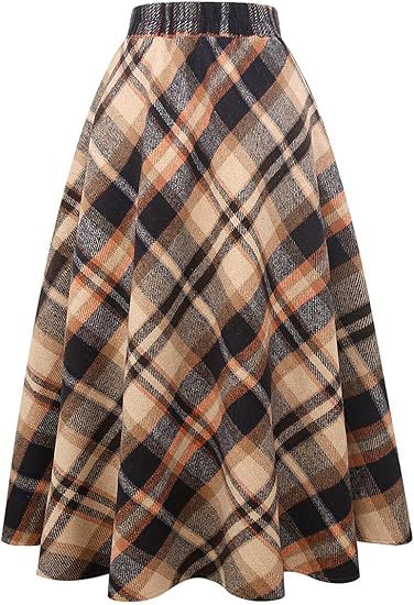 Damen Schwingender A-Linien Rock im modischen Karomuster Shopnory