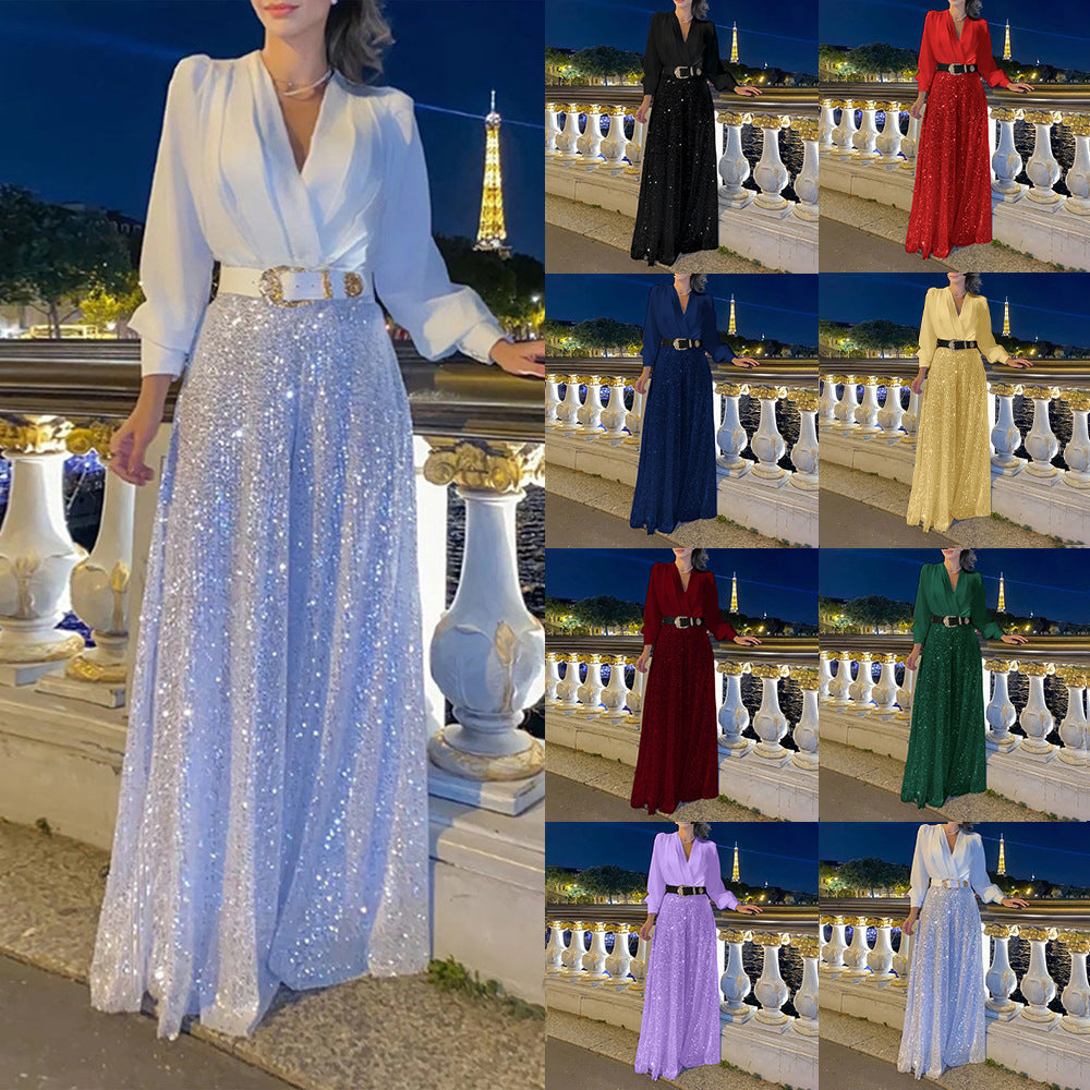 Damen Funkelndes Abendkleid mit elegantem Oberteil und glitzerndem Rock