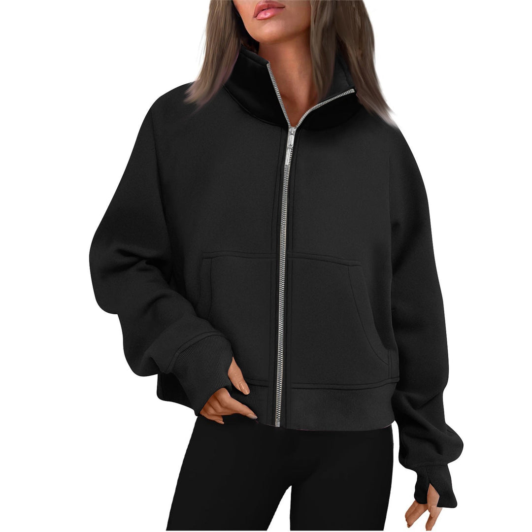 Damen bequeme Sweatjacke mit hohem Kragen