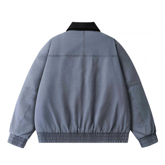 Herren Weitgeschnittene Worker-Bomberjacke aus Baumwoll-Canvas mit Kontrastkragen und Tunnelzugsaum Shop Nory