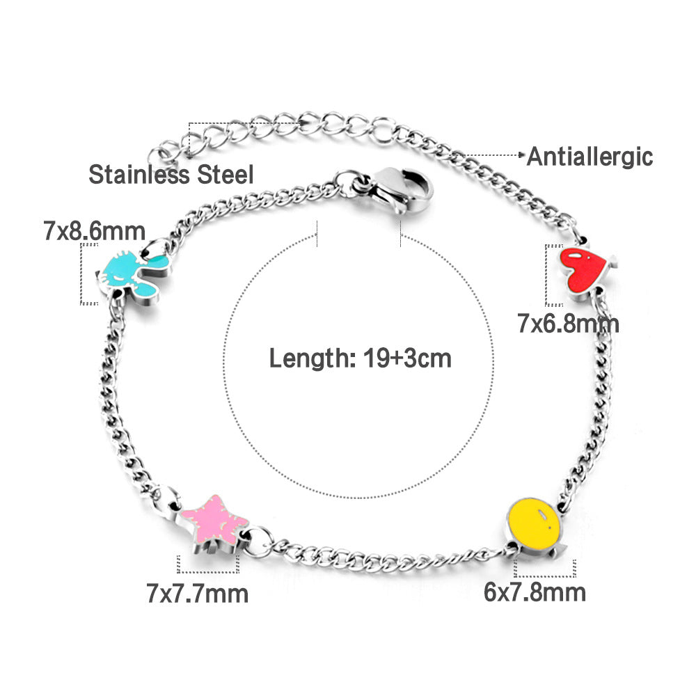 Damen Armkettchen mit bunten Anhängern aus hochwertigem Edelstahl Shop Nory
