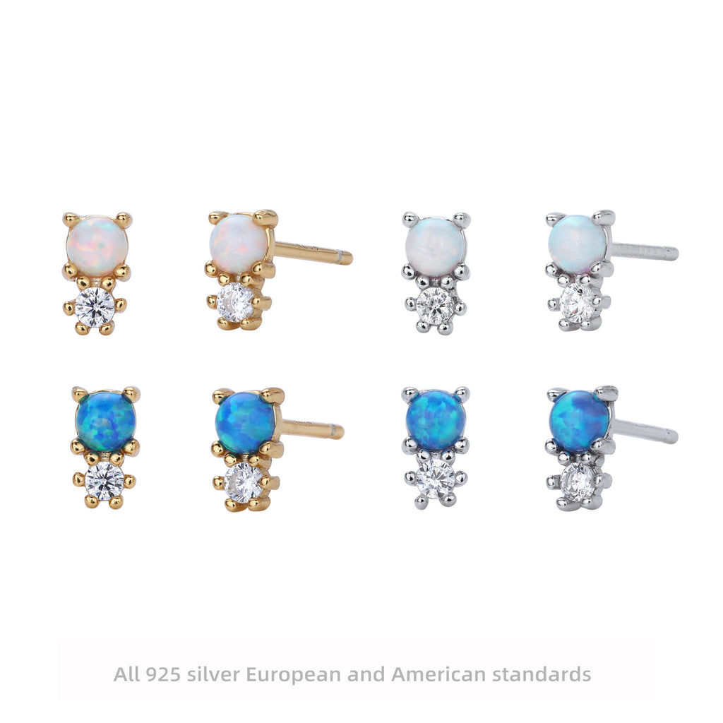 Damen Ohrstecker aus 925er Sterling Silber mit hochwertigem Zirkon und opalisierendem Design Shop Nory