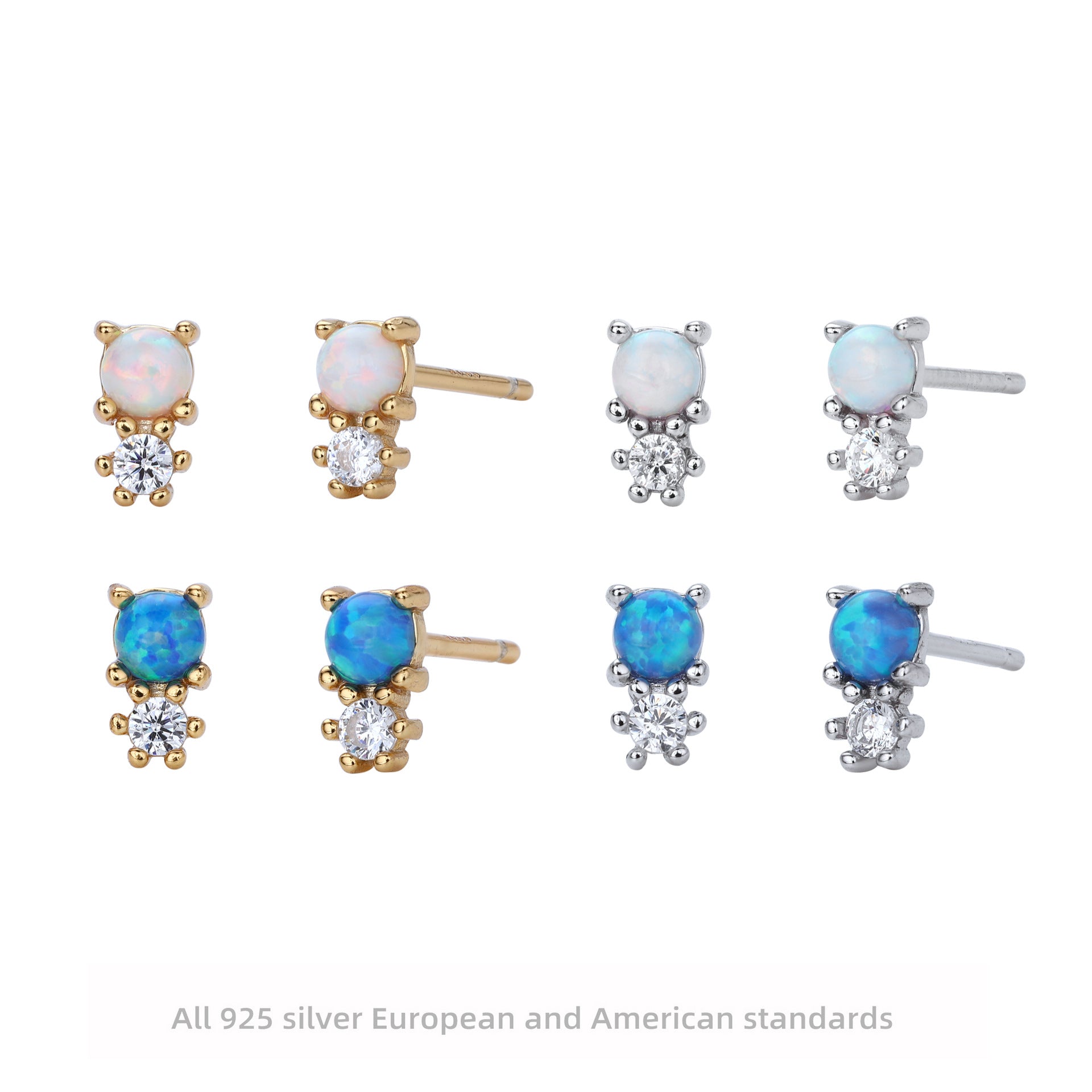 Damen Ohrstecker aus 925er Sterling Silber mit hochwertigem Zirkon und opalisierendem Design Shop Nory