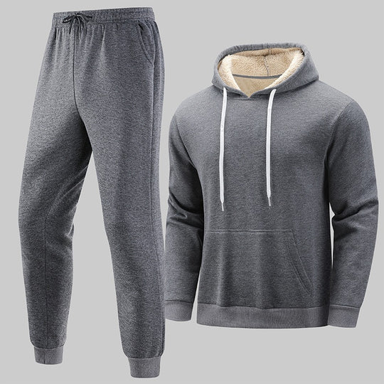 Herren Gefüttertes Freizeit-Set aus Kapuzenpullover mit Teddyfutter‑Kapuze & Thermo-Jogginghose Shop Nory