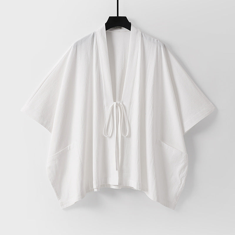 Damen Oversize Kimono-Cardigan mit Bindeband und aufgesetzten Taschen Shop Nory